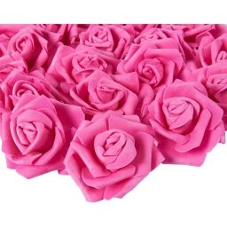 Juvale Rose Flower Heads, Artificial Roses for Weddings and Crafts (3 In, Deep Pink, 100)