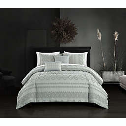 Chic Home Addison Comforter Set Jacquard Chevron Geometric Pattern Design Bedding Grey, King