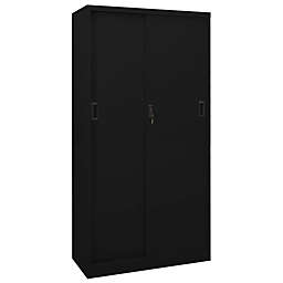 vidaXL Office Cabinet with Sliding Door Black 35.4