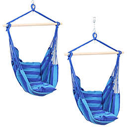Sunnydaze Hanging Hammock Chair with Two Cushions - Set of 2 - Oasis