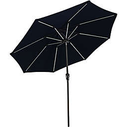 Sunnydaze Solar LED Patio Umbrella - Sunbrella - Navy Blue - 9-Foot