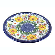 Blue Rose Polish Pottery Pastel Garden Dinner Plate
