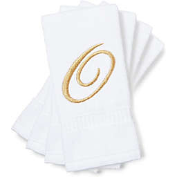 Juvale Monogrammed Fingertip Towels, Embroidered Letter O (11 x 18 in, White, Set of 4)