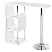 HOMCOM Modern Bar Table Accent Console Serving Buffet with 3-Bottle Wine Rack and Side Storage Shelf, White/Silver