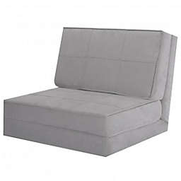 Costway Convertible Lounger Folding Sofa Sleeper Bed-Gray