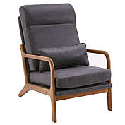 Stock Preferred High Back Solid Wood Armrest Chair in Dark Grey