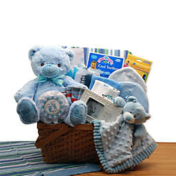 GBDS My First Teddy Bear New Baby Gift Basket - Blue - baby bath set -  baby boy gift basket