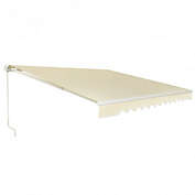 Costway 13 × 8 Feet Retractable Patio Awning Aluminum Deck Sunshade-Beige