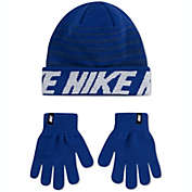 Nike Big Boy&#39;s 2 Pc Repeat Stripe Beanie & Gloves Set Blue One Size