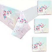 Blue Panda Unicorn Theme Birthday Party Plastic Table Covers (54 x 108 in., 3 Pack)