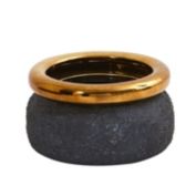 Nearly Natural Home Decorative 7" Stone Planter with Bronze Rim