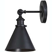 Modern Farmhouse Matte Black Barn Light with a Metal Conical Shade Vintage Retro Wall Sconce