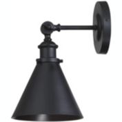 Modern Farmhouse Matte Black Barn Light with a Metal Conical Shade Vintage Retro Wall Sconce