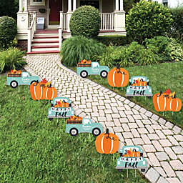 Big Dot of Happiness Happy Fall Truck - Lawn Decorations - Outdoor Harvest Pumpkin Party Yard Decorations - 10 Piece