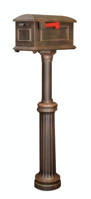 Special Lite Products Traditional Curbside Mailbox with Bradford Surface Mount Mailbox Post - Copper