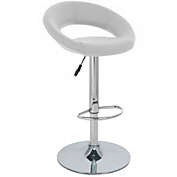 Modern Home Rho "Leather" Contemporary Adjustable Height Bar/Counter Stool - Chrome Base/Footrest Barstool (Vanilla White)