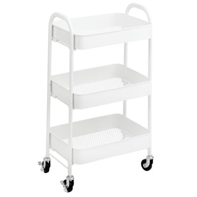 mDesign Metal 3-Tier Rolling Household Storage Cart