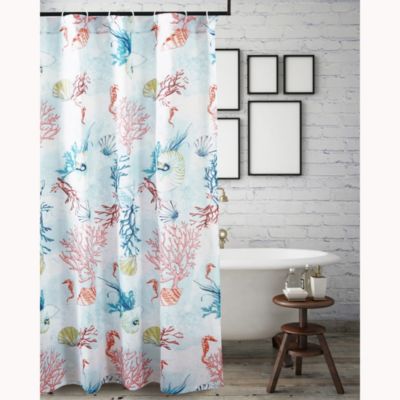 60/72/79"Waterproof Polyester Fabric Shower Curtain &Hooks-Flamingo Beach WG170 