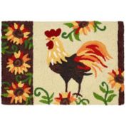 Jellybean Decorative Indoor/Outdoor Accent Rug Rooster & Sunflowers - 20" X 30"