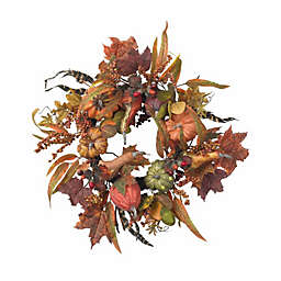 Nearly Natural 4924 Pumpkin and Berry Wreath, 24-Inch, Autumn