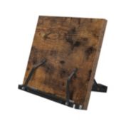 SONGMICS Book Stand, Foldable Book Holder with Clips, Recipe Stand, 5-Angle Adjustable, for Books, Recipes, Tablet, Rustic Brown