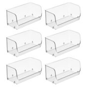mDesign 7" Wide Plastic Stackable Office Storage Organizer - 6 Pack - Clear