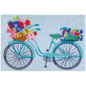 Jellybean 20" X 30" Rectangle Flower Basket On Bicycle Rug