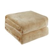 PiccoCasa Flannel Fleece Blanket for Couch and Bed, Soft Lightweight Plush Microfiber Bed or Couch Blanket Throws for Sofa, Camel Color Queen