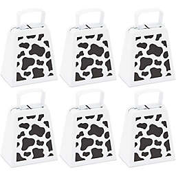 Okuna Outpost Cow Bells with Handles, Cow Print Noise Makers (4 Inches, 6 Pack)