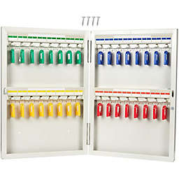 Juvale Key Cabinet Lock Box - Key Organizer Wall Mount, Steel Safe Key Storage Locker Box, 32 Key Hooks & Label Tags, 10.25 x 15 x 2 Inches, Gray