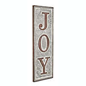 Contemporary Home Living 18.5" Gray and Brown Vertical Farmhouse Style "JOY" Wall Sign
