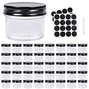 Kitcheniva 40-Pieces 4 Oz Wide Mouth Canning Mason Jar Clear Glass Jars w/ Lids, Labels, 1 Pen