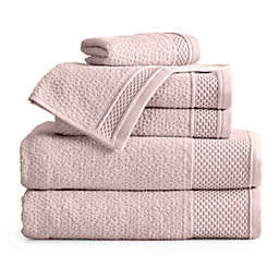 Market & Place Park Avenue Cotton Textured 6-Piece Bath Towel Set in Dusty Rose