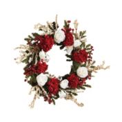 Nearly Natural 24" Hydrangea w/White Roses Wreath