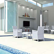 Luxury Commercial Living 3-Piece White Patio Conversation Set with Sunbrella White Cushion 35.5"