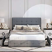 Homfa Full Size Tufted Storage Platform Bed Frame Light Grey