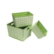 Badger Basket Co. Nesting Trapezoid 3 Basket Set - Sage Polka Dots