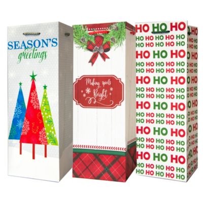 Wholesale 50 Christmas Gift Bags Assorted Designs w/Handle & Name Tag 9"x 7"x 4" 