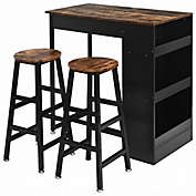 Costway 3 Pieces Bar Table Set with Storage