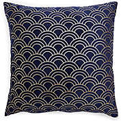 Juvale Velvet Throw Pillow Cover with Dark Blue and Gold Design (17x17 Inches)