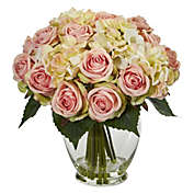 Nearly Natural Rose and Hydrangea Bouquet Artificial Arrangement
