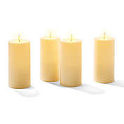 LampLust Set of 4 Outdoor Flameless LED Pillar Candle Set with Timer
