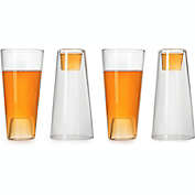 Shot in the Pint Glass, Take a Shot Then Flip Your Glass Over and Down A Beer 4-Set 7"H The Wine Savant - Beers Pilsner Tumblers, Perfect for Entertaining, Home Bar, Weddings, Parties 21 oz (640mL)