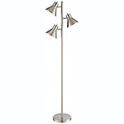 Luken Modern Standing Floor Lamp Tree 3-Light 64" Tall Brushed Nickel Silver Adjustable Heads Bright Lighting for Living Room Reading House Bedroom Home Office - 360 Lighting