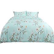 PiccoCasa Comfortable 3-Piece Floral Comforter Bedding Set Down Alternative Comforter Set with 2 Pillow Shams Soft and Lightweight for All-Seasons Aquamarine King