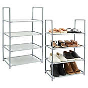 Juvale 2 Pack Gray 4-Tier Narrow Shoe Rack for Entryway, Metal Free Standing Shelf Organizer for Closet (17 x 11 x 30 In)