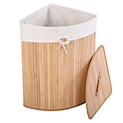 Costway Corner Bamboo Hamper Laundry Basket Washing Cloth Bin Storage