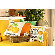 HomeRoots 4-Pack Fall Pumpkin Spice Harvest Throw Pillow Cover in Multicolor - 18" x 18" (Set of 4 Covers)