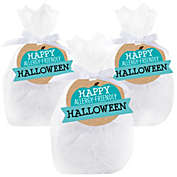 Big Dot of Happiness Teal Pumpkin - Halloween Allergy Friendly Trick or Trinket Clear Goodie Favor Bags - Treat Bags With Tags - Set of 12