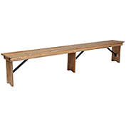 Emma + Oliver 8&#39; x 12" Antique Rustic Solid Pine Folding Farm Bench with 3 Legs